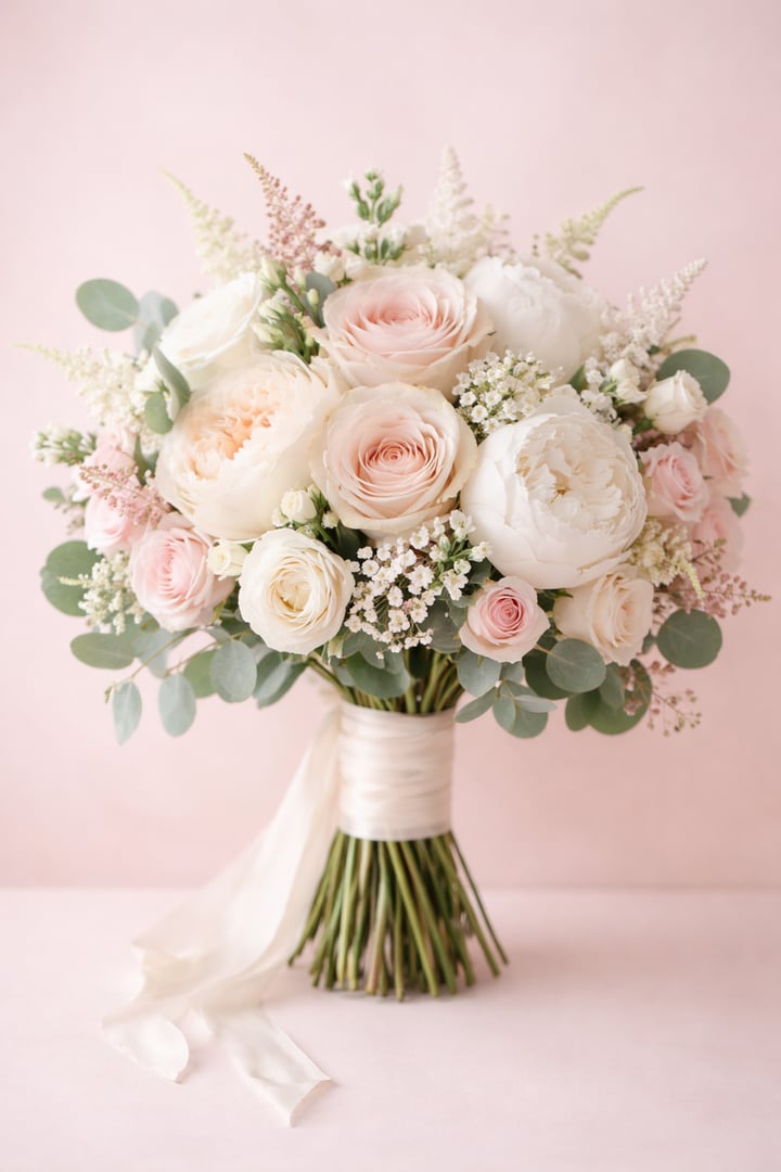 Bridal Cascade Bouquet with White Orchids and Greenery in Newport, Rhode Island, United States