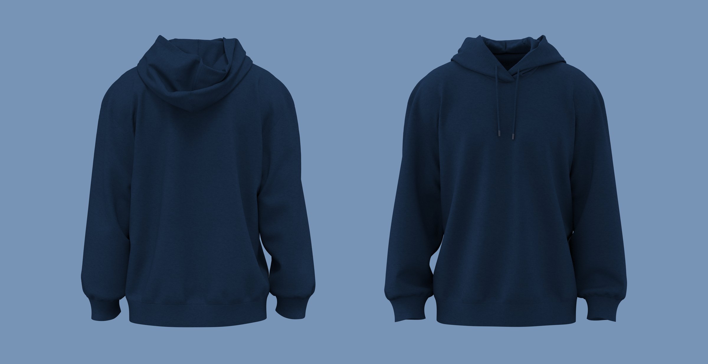 Oversized hooded sweatshirt mockup for print, 3d rendering, 3d illustration