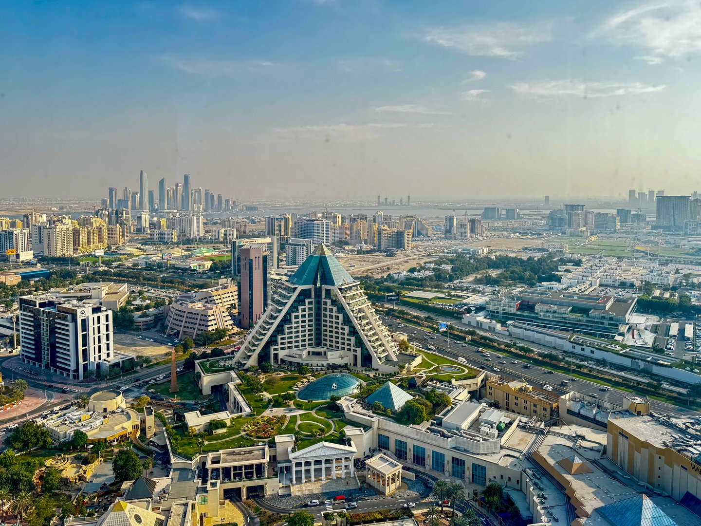 Dubai skyline from skyscraper