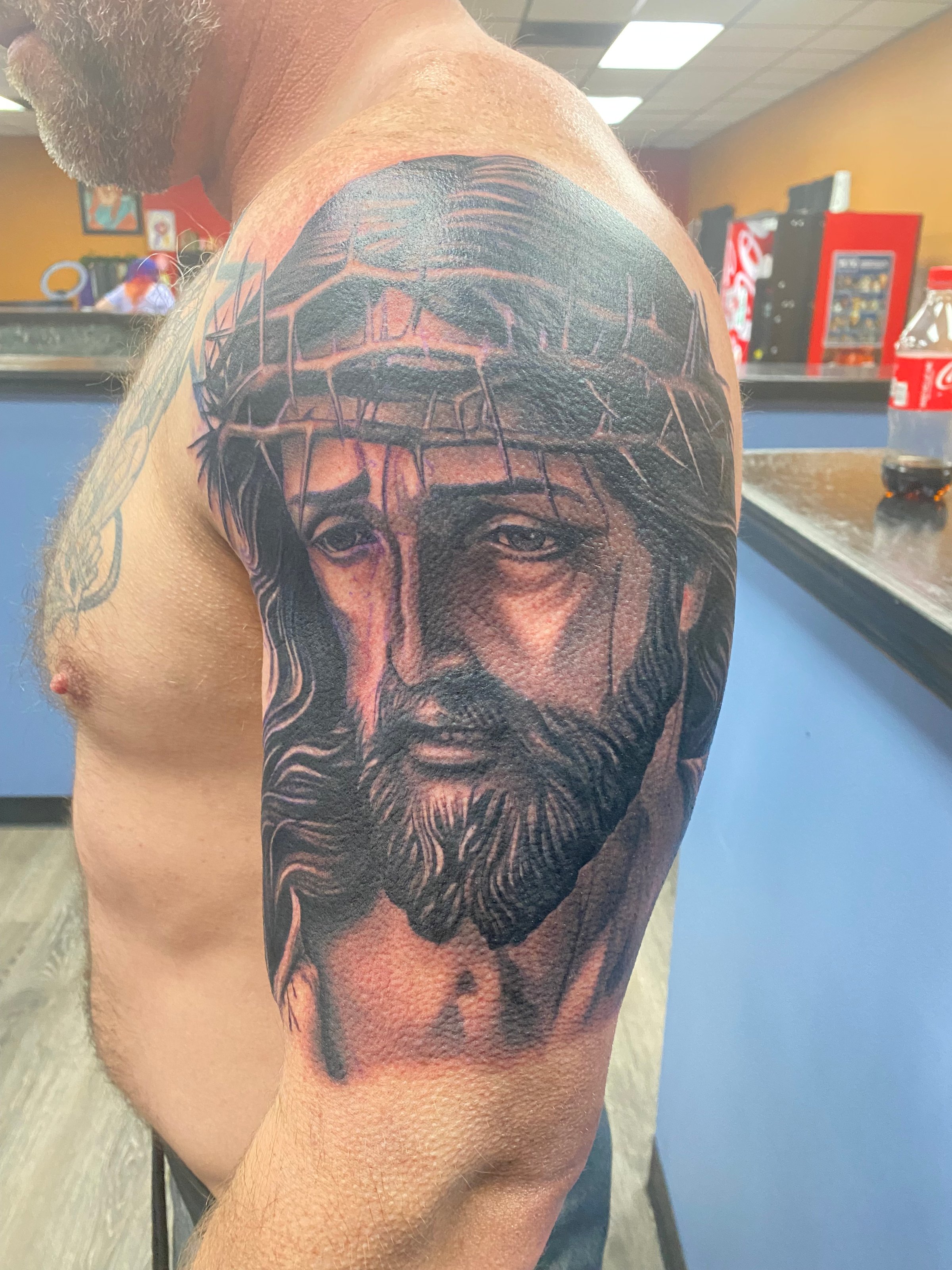 Detailed Black and Gray Tattoo Art