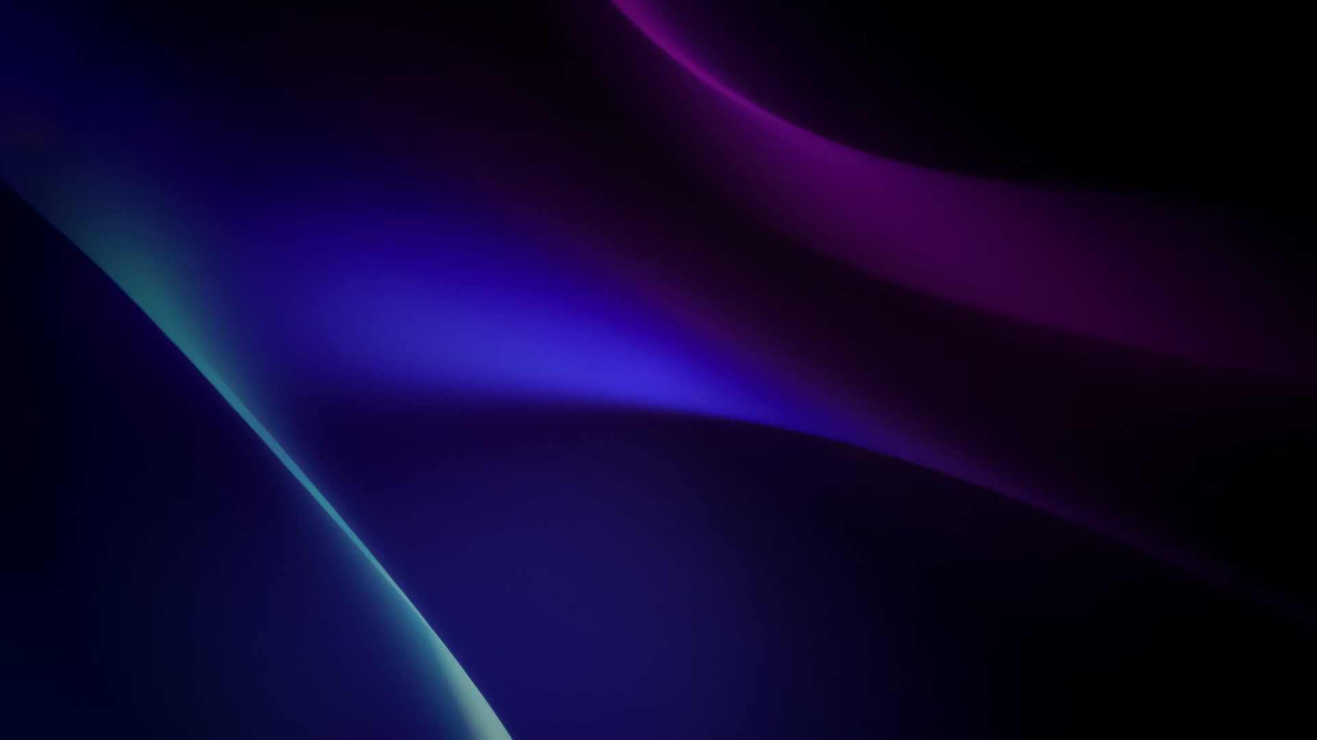 Smooth, elegant abstract curves of light in blue and purple on a dark background, flowing gradient waves