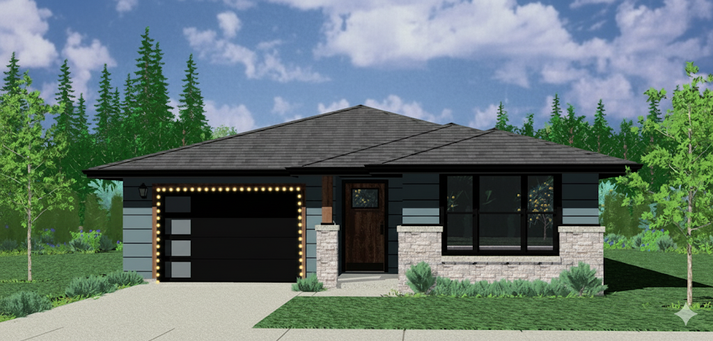 Single garage Christmas lighting mockup