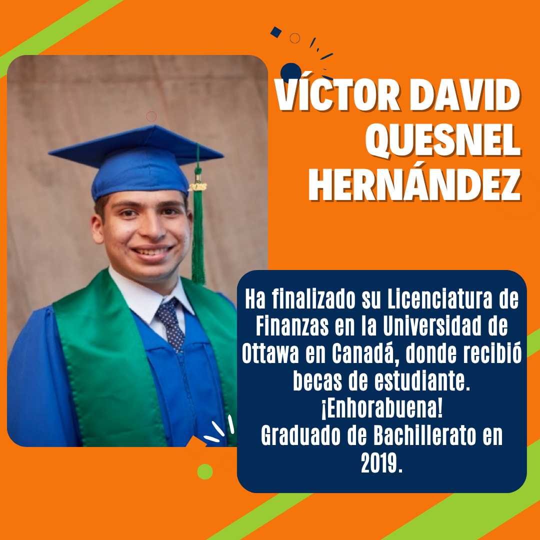 Graduate in a blue cap and gown with text about completing a Finance degree at the University of Ottawa.