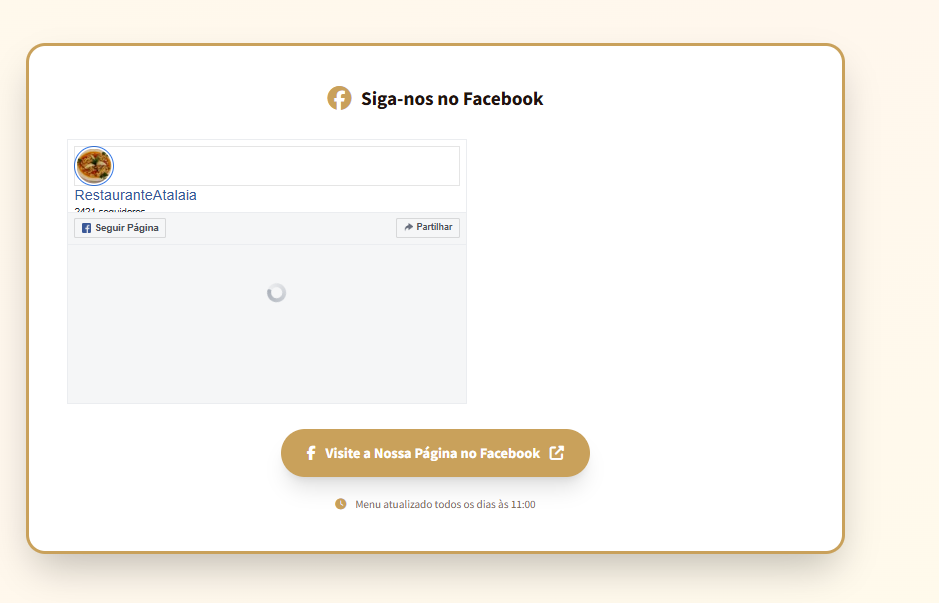 Menu de Hoje no Facebook