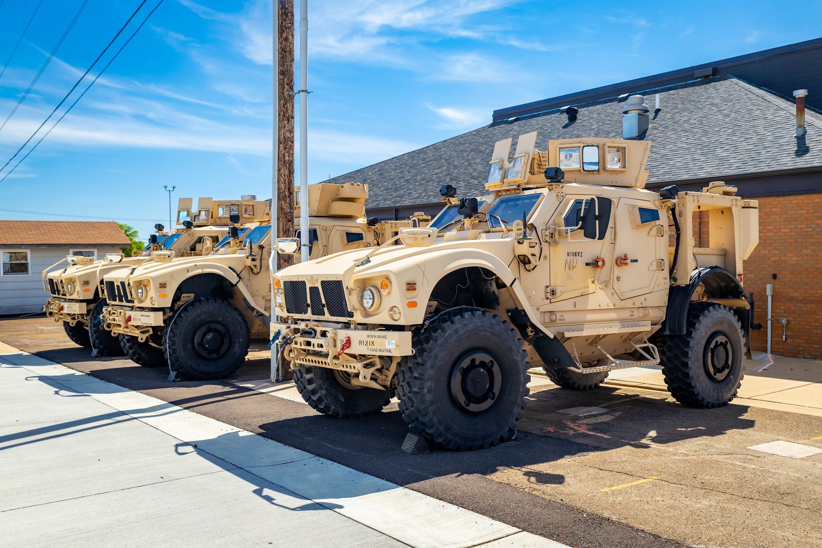 Dickinson, ND, USA - July 13, 2025: US Army Mine-Resistant Ambush Protected All-Terrain Vehicle parked at The Southwest Multi-County Correction Center