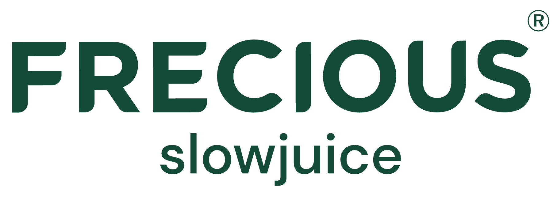 Logo of Frecious slowjuice with green lettering on a white background.