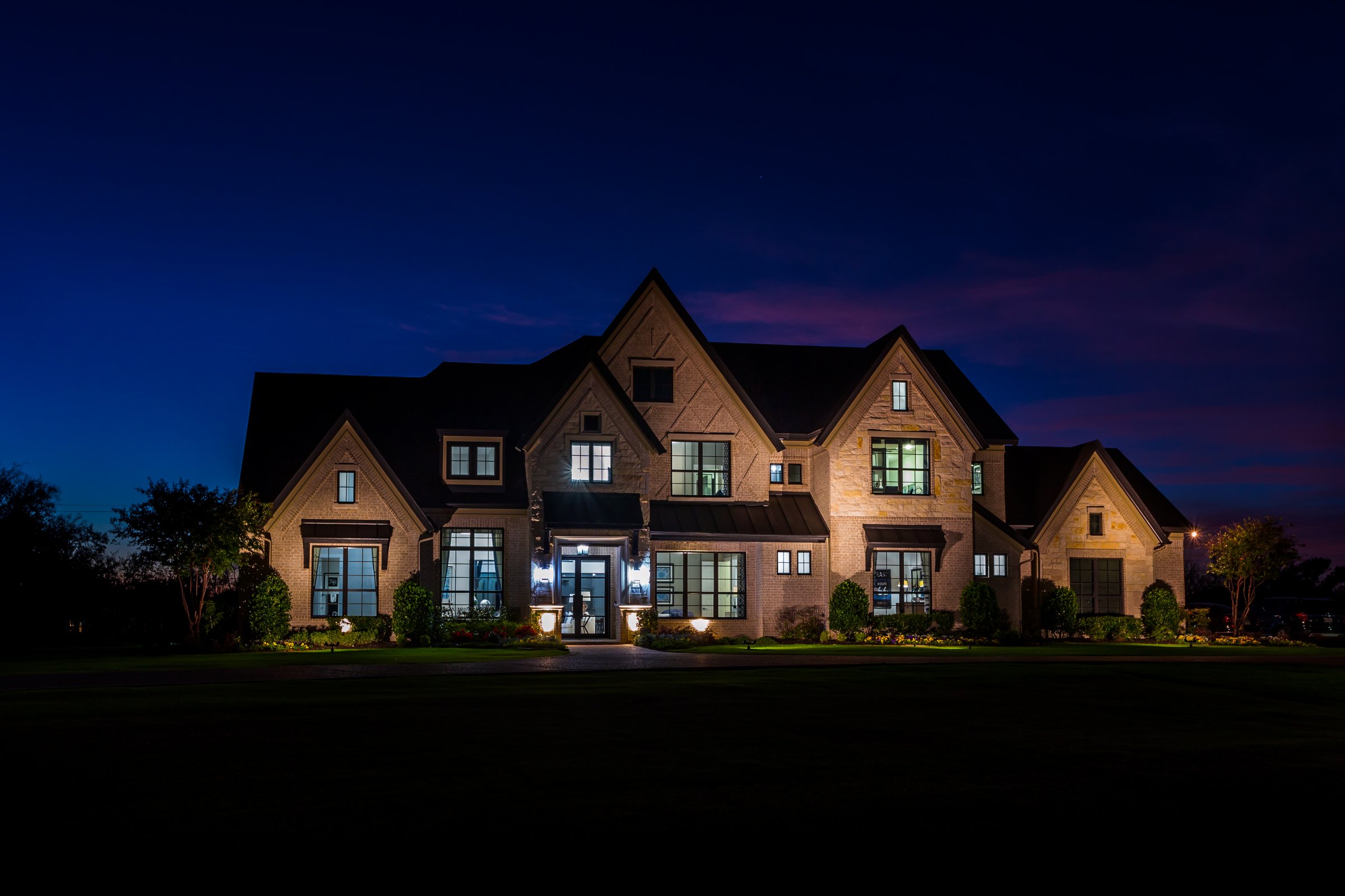 Parker, Texas, USA - November 13th, 2021: Grand Homes community office building at night