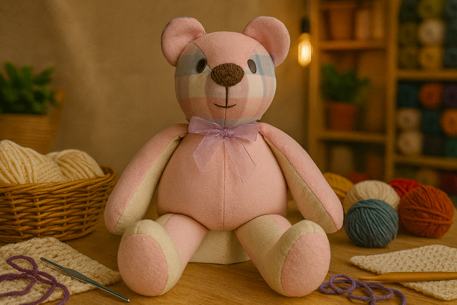 Oso del recuerdo hecho con cobija de bebé