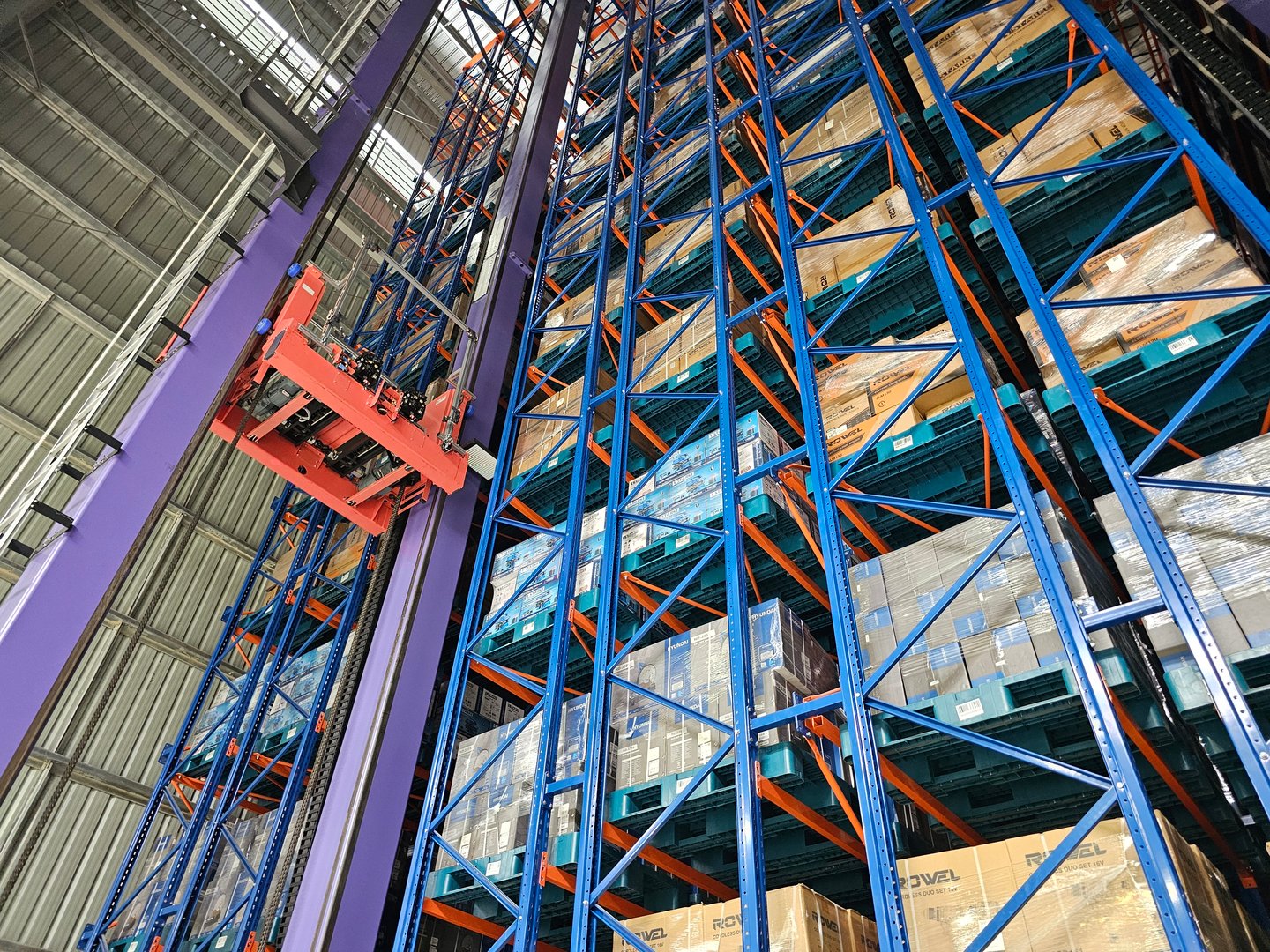 Warehouse storage system controlled by automatic system