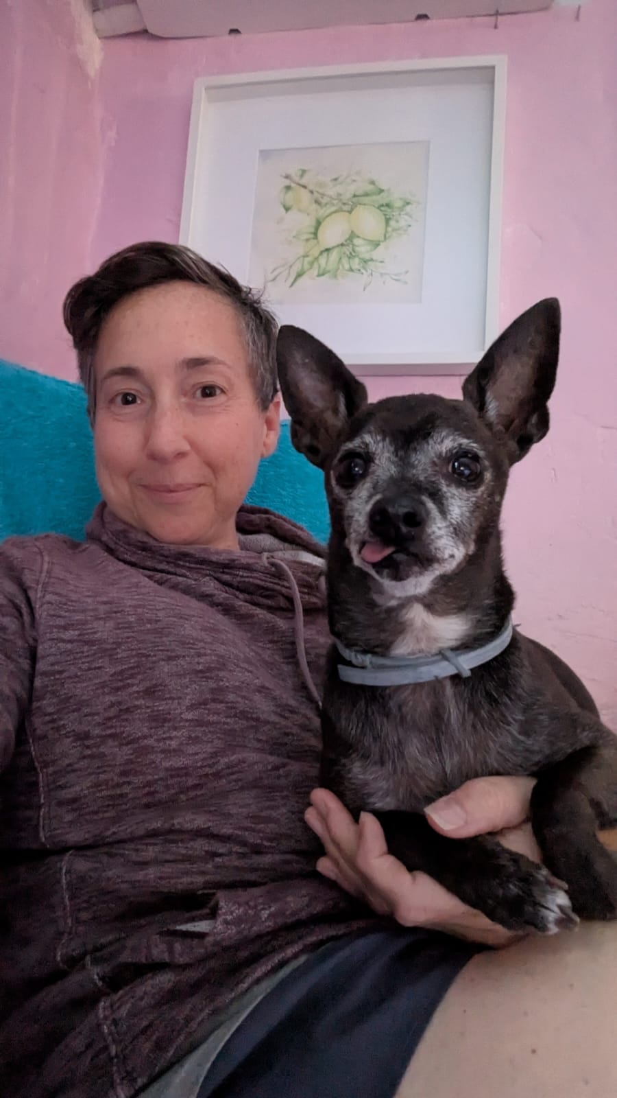 Gemma with her small pup in Spain