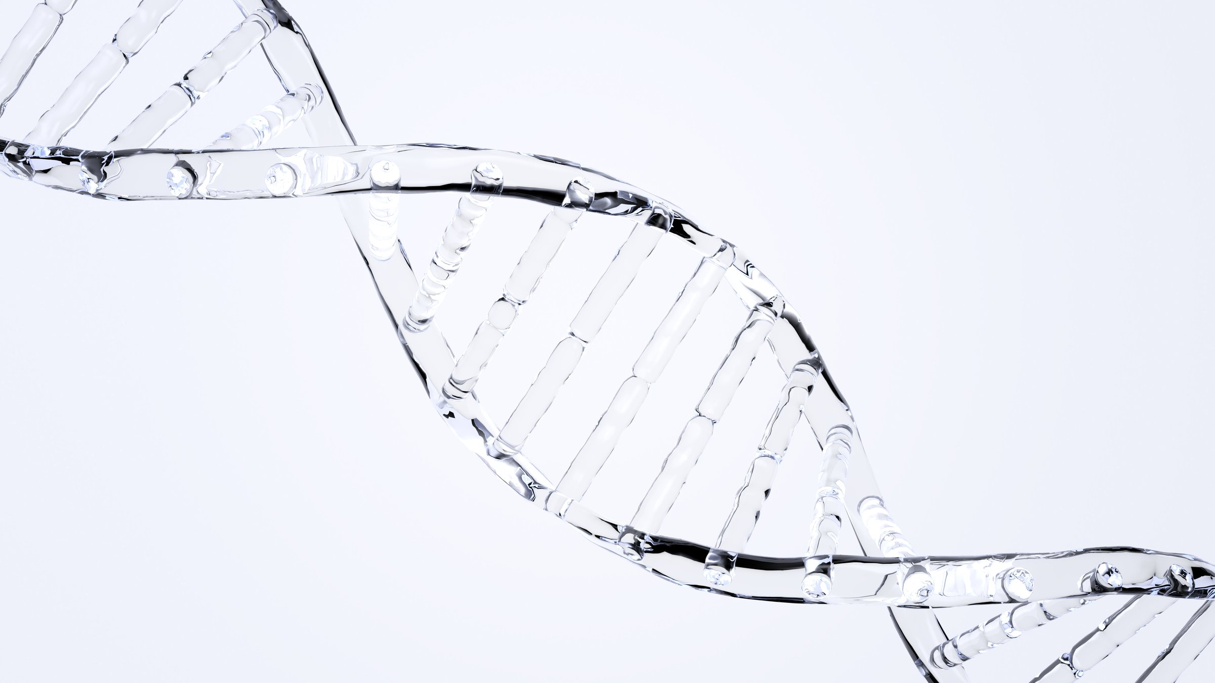 Dna. Nucleic acid double helix. Abstract glass. Isolated. 3d illustration.