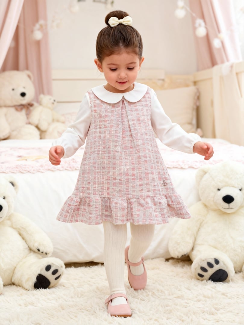 Vestido con cuello de bebe y calzón elegancia compartida