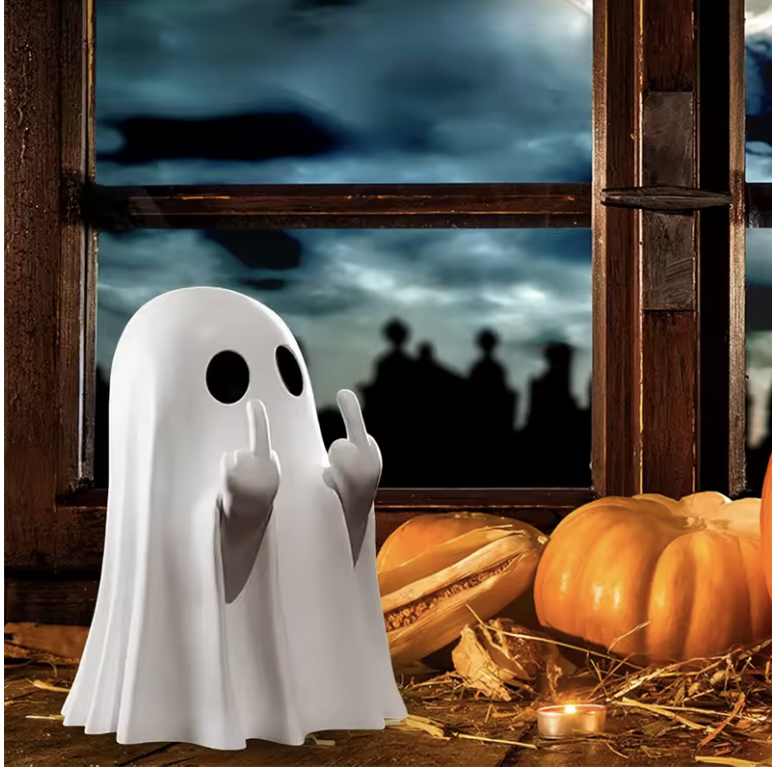 Cute Ghost Resin Statue Middle Finger Figurine