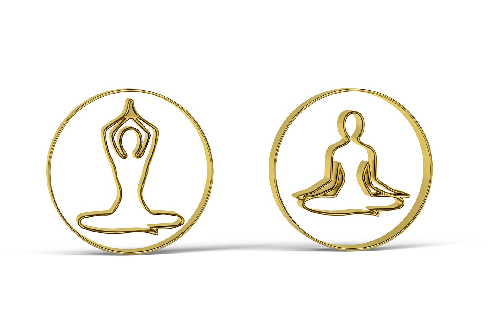 Golden 3d yoga icon isolated on white background - 3d render