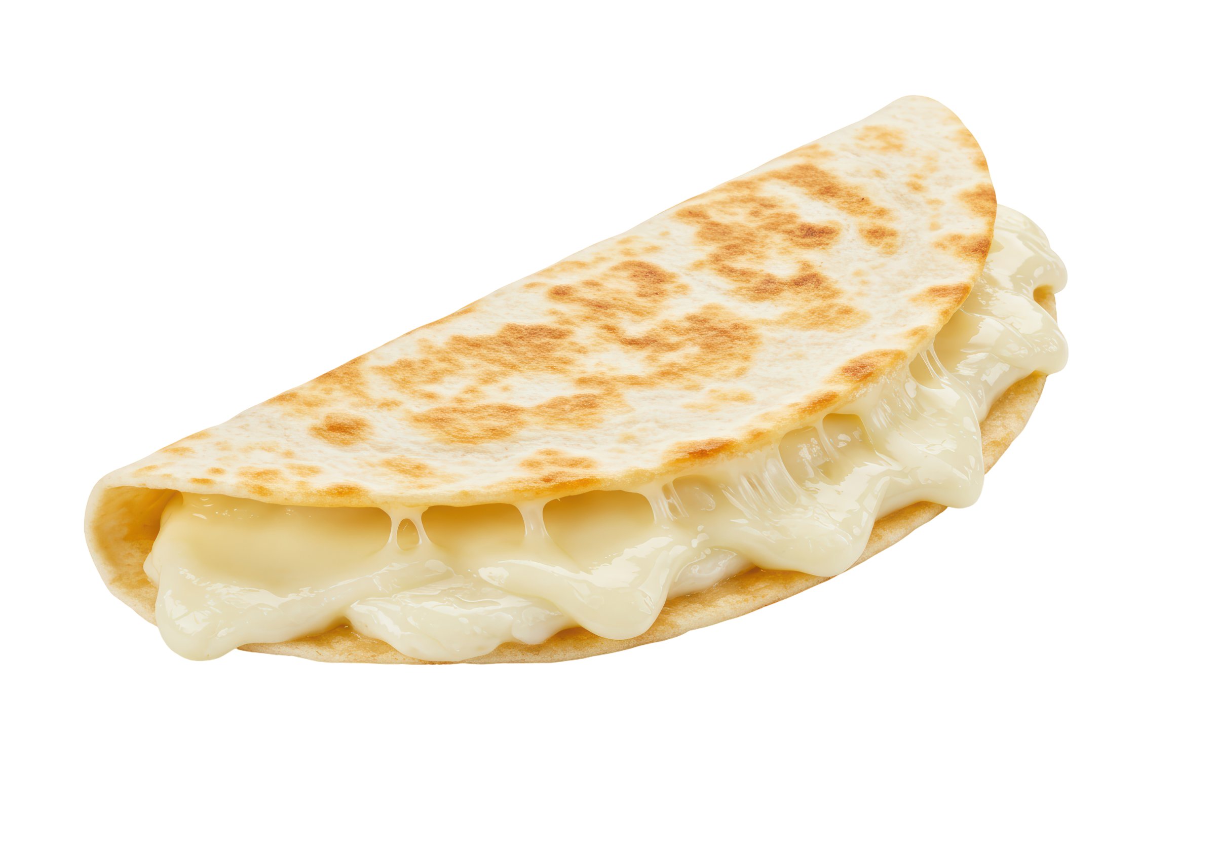 Isolated Melting Cheese Quesadilla Ready to Eat