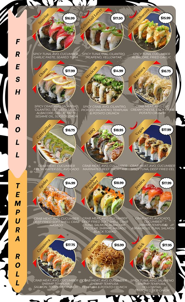 Kuu Sushi Menu Page 1