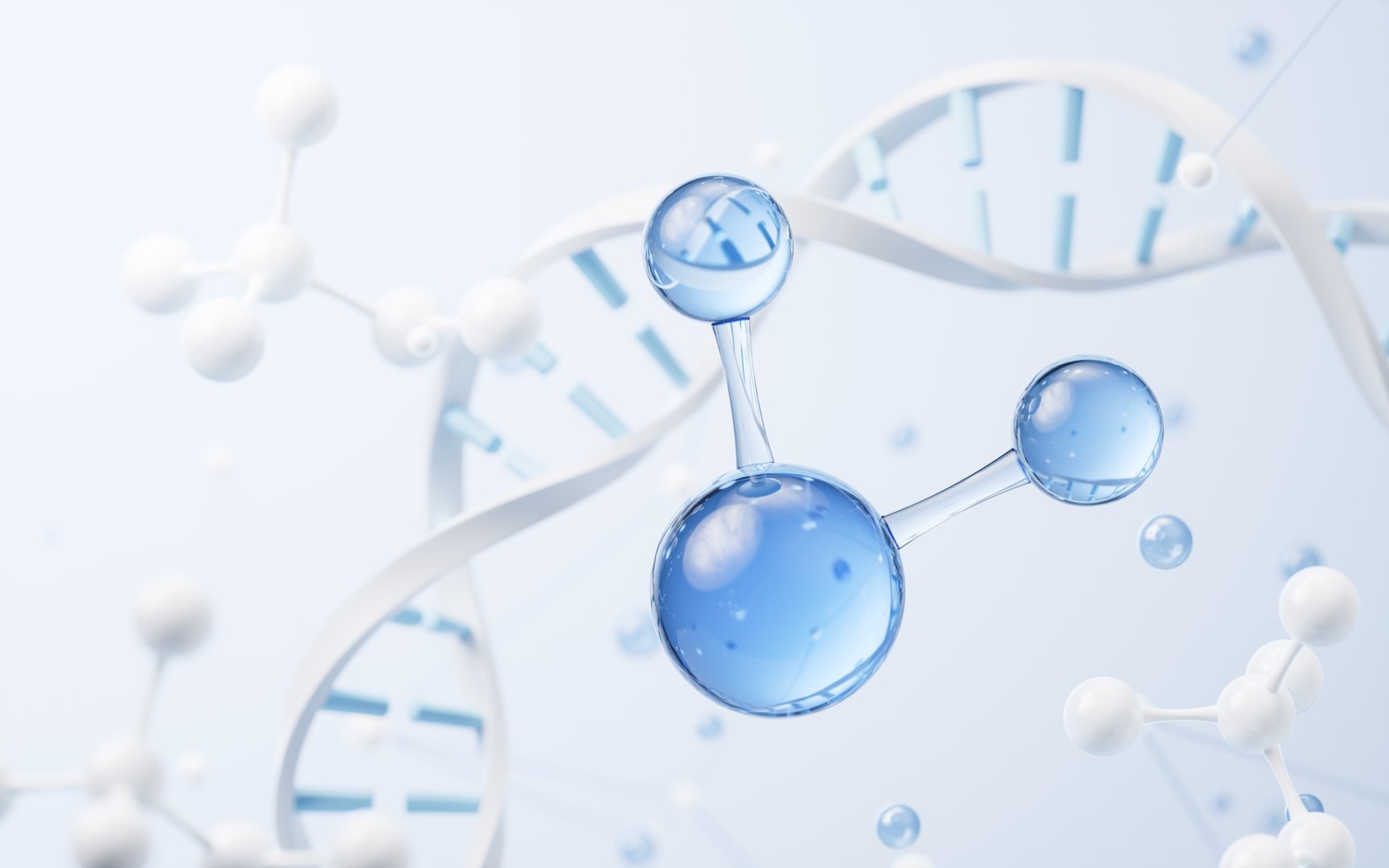 Molecule with biology concept background, 3d rendering. 3D illustration.