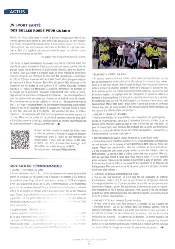 Article Subaqua - Les Bulles Roses - Mars 2025