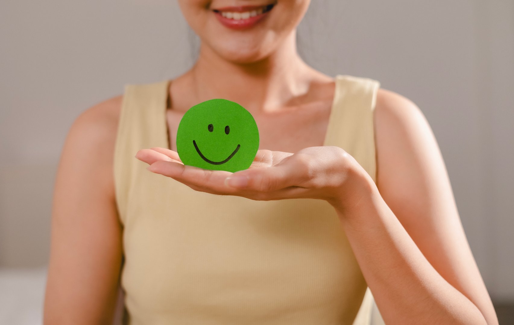 Green Smiley Face Mobile Phone Happy Good Feedback Positive Customer Reviews Experience Satisfaction Survey Smiley Mental Health World Mental Health Day