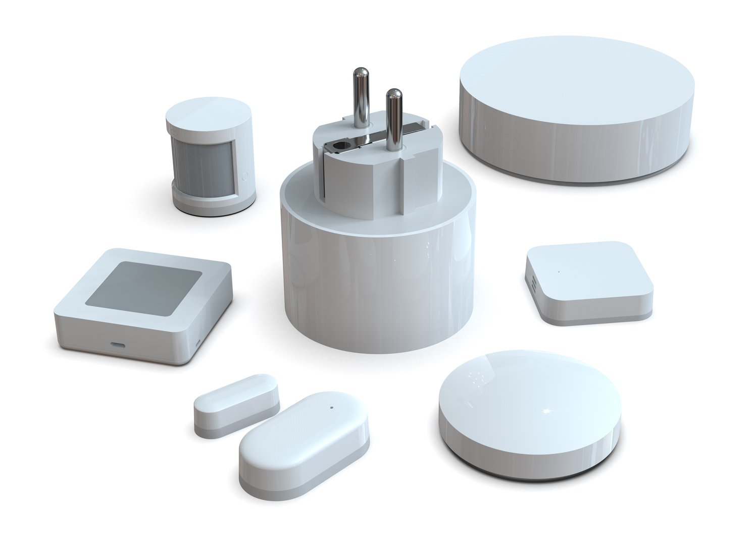 Smart home devices isolated on white