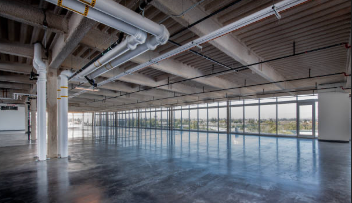 Raw concrete floor before marble epoxy application