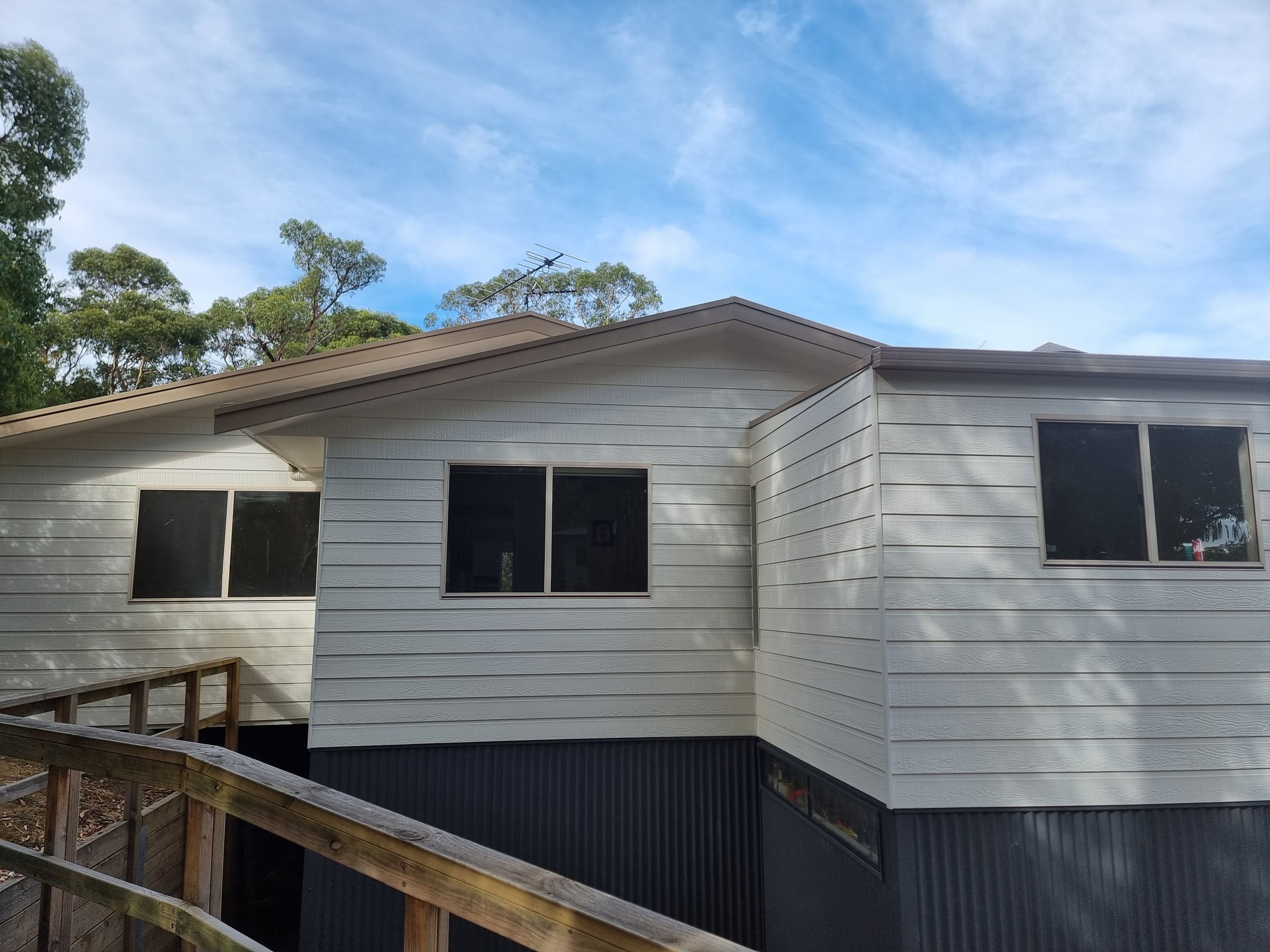 Coastal cottage detail work showing color palette and painting finishes