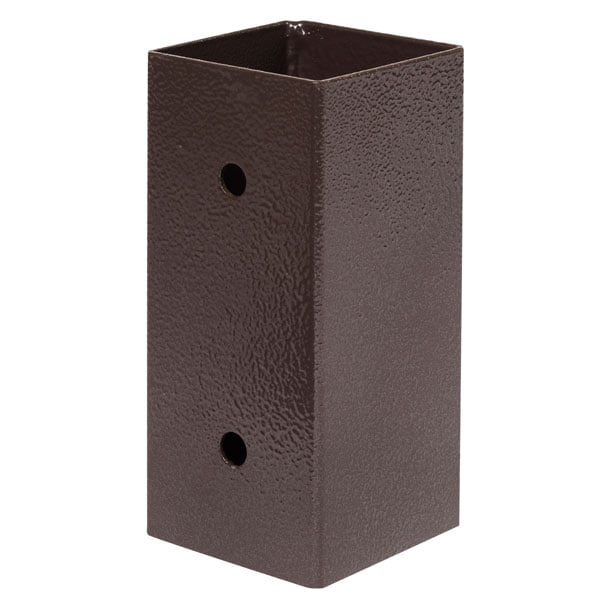Rectangular, textured metal bracket with two holes on its front side, used for structural support.