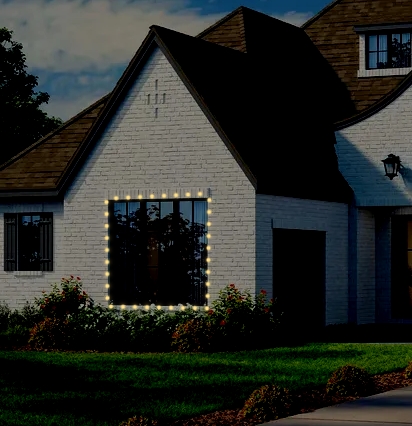 Oversized window Christmas lighting mockup