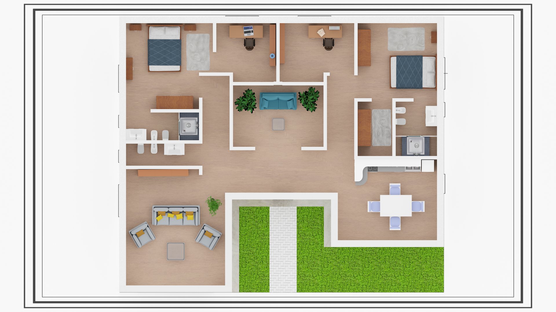 House construction and renovation project. Architecture, layout and configuration of rooms and furniture of modern home. Drawing and project of living space.