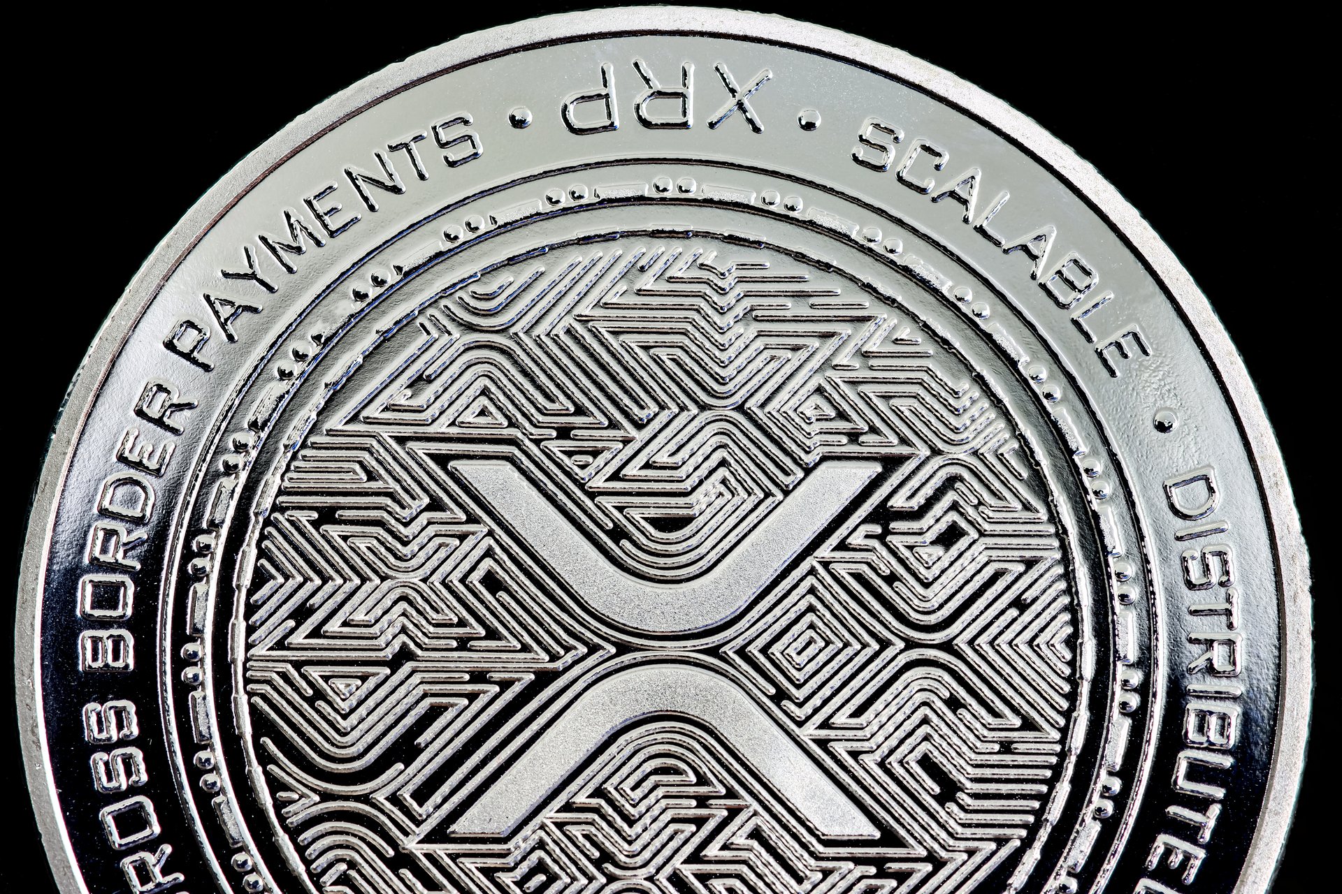 Detail of a cryptocurrency. XRP, Ripple.