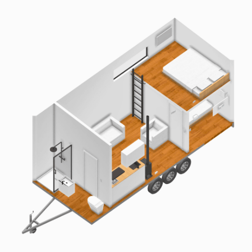 Full Loft Bedroom 3D View 2