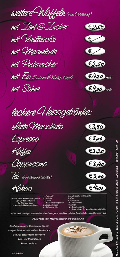 Waffelnkarte Seite 6