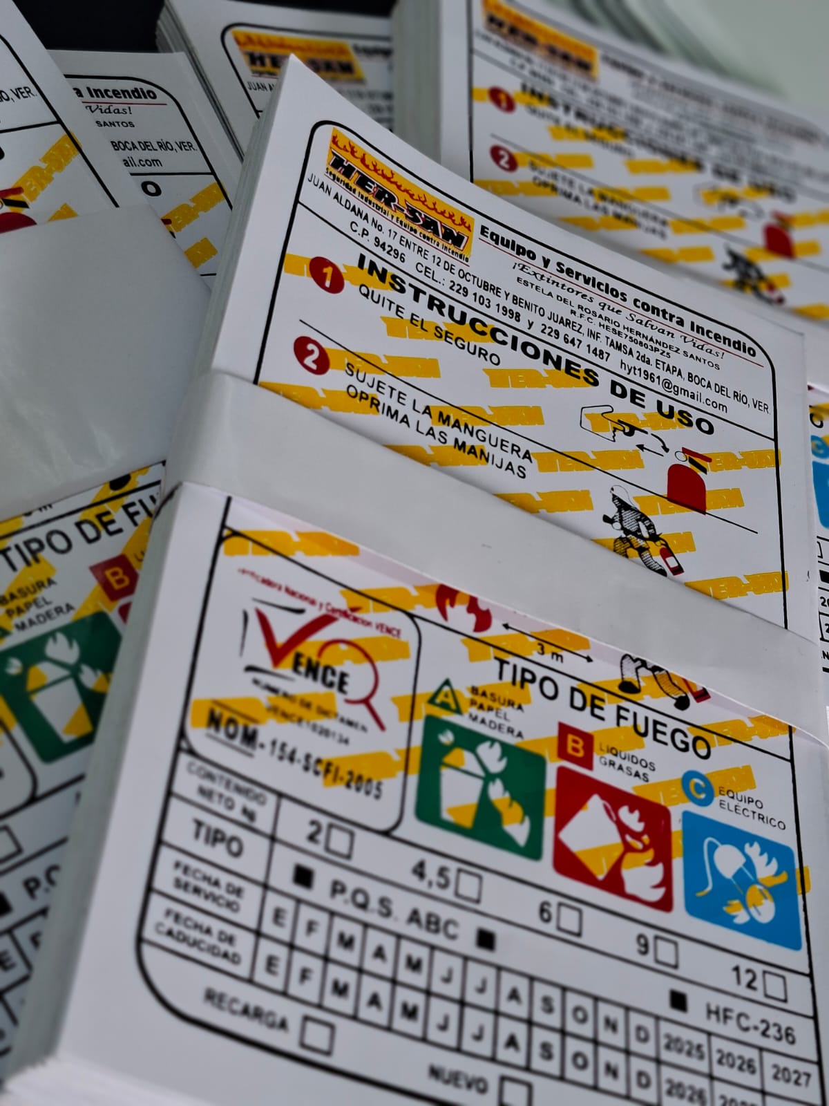 Etiqueta para extintor - Detalle