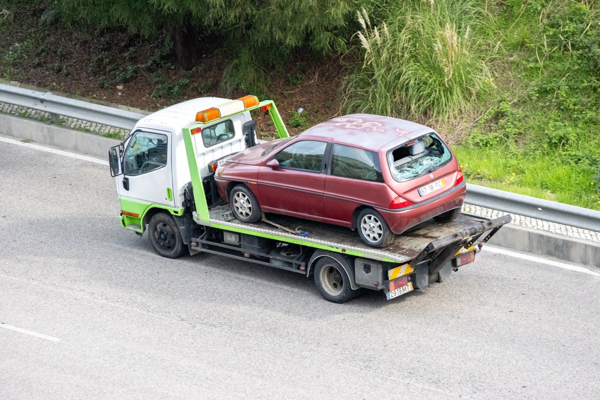 Tow truck on highway