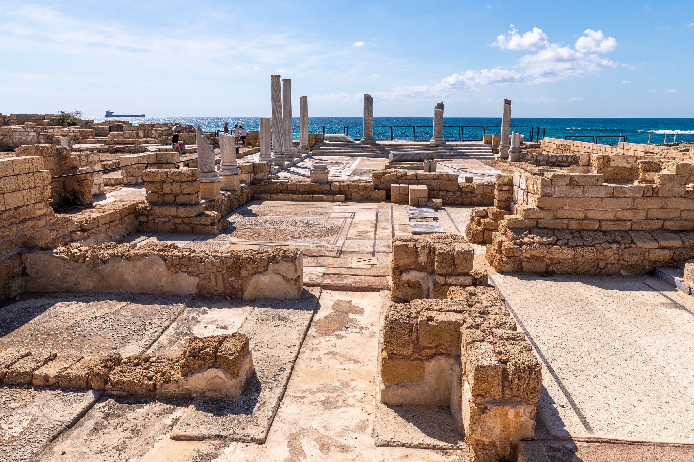 Public Bath House ruins at Caesarea National Park in Caesarea, Israel.