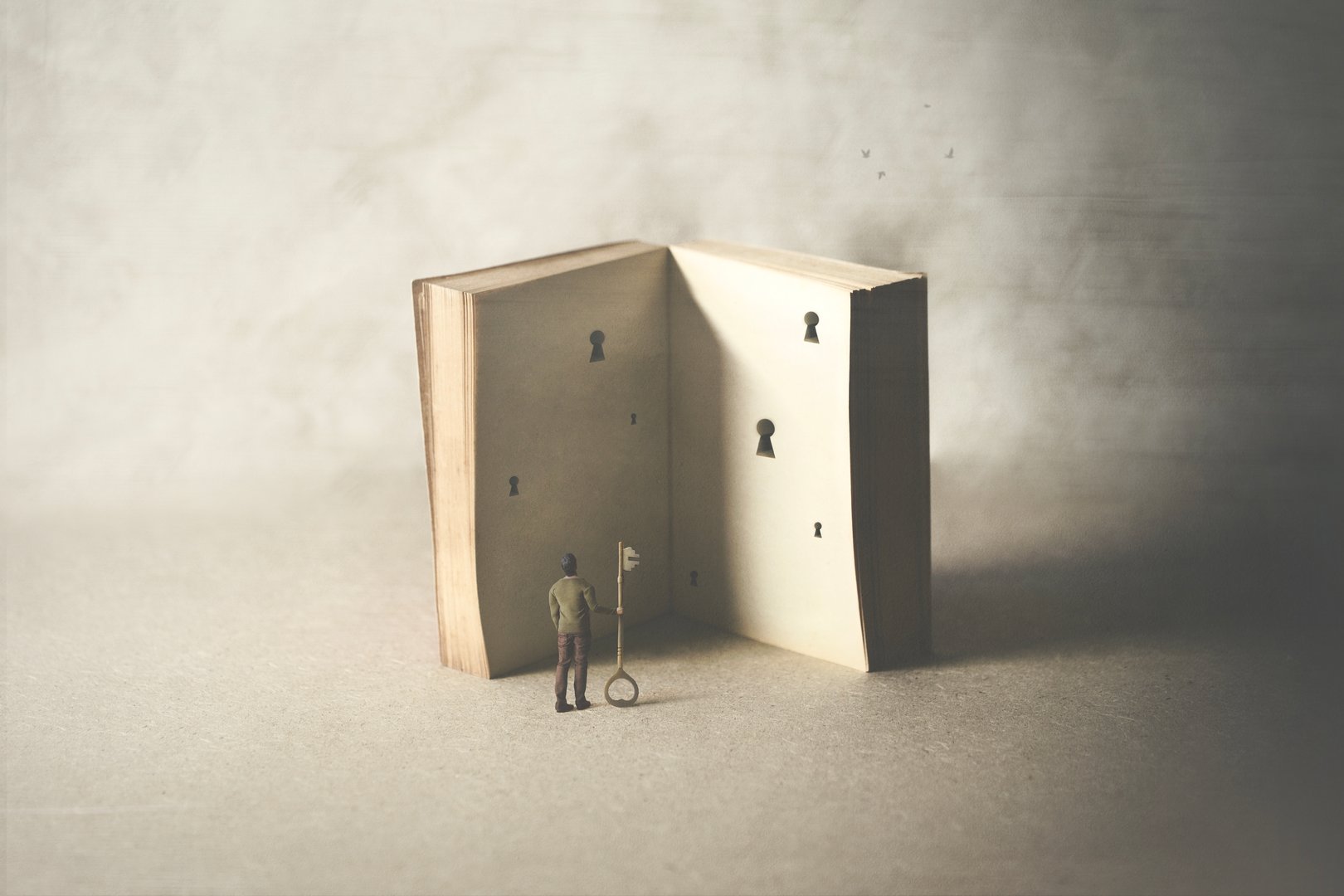different ways of interpreting a book, surreal concept
