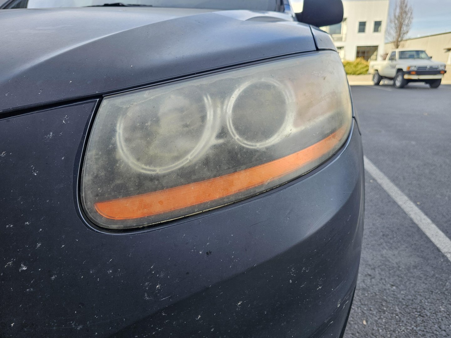 Before headlight restoration - Hyundai cloudy headlights