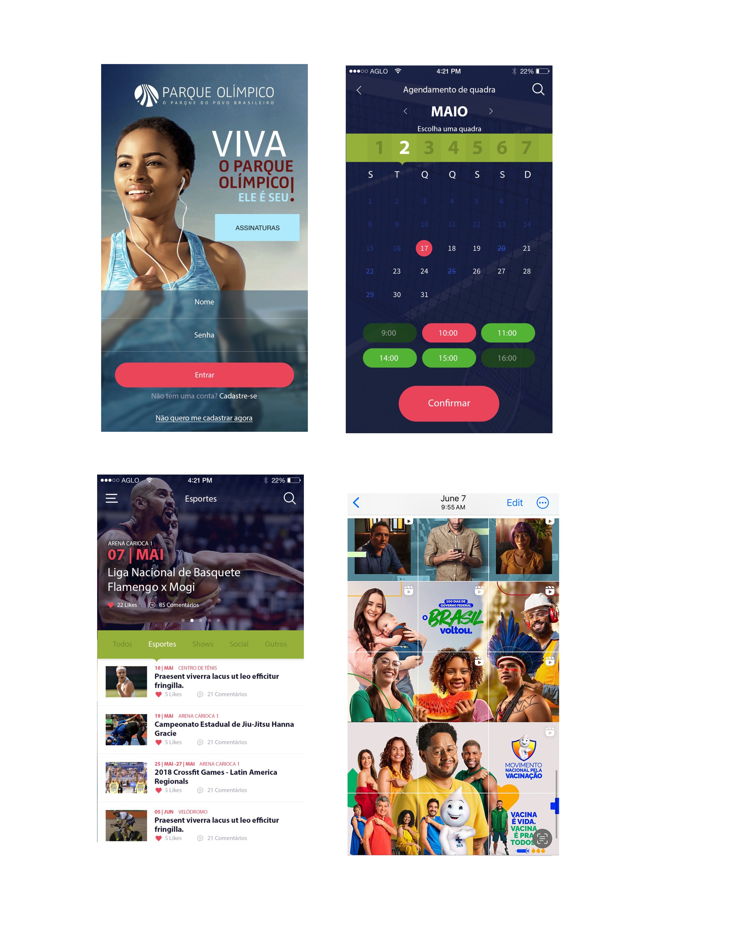 Esporte App Instagram examples