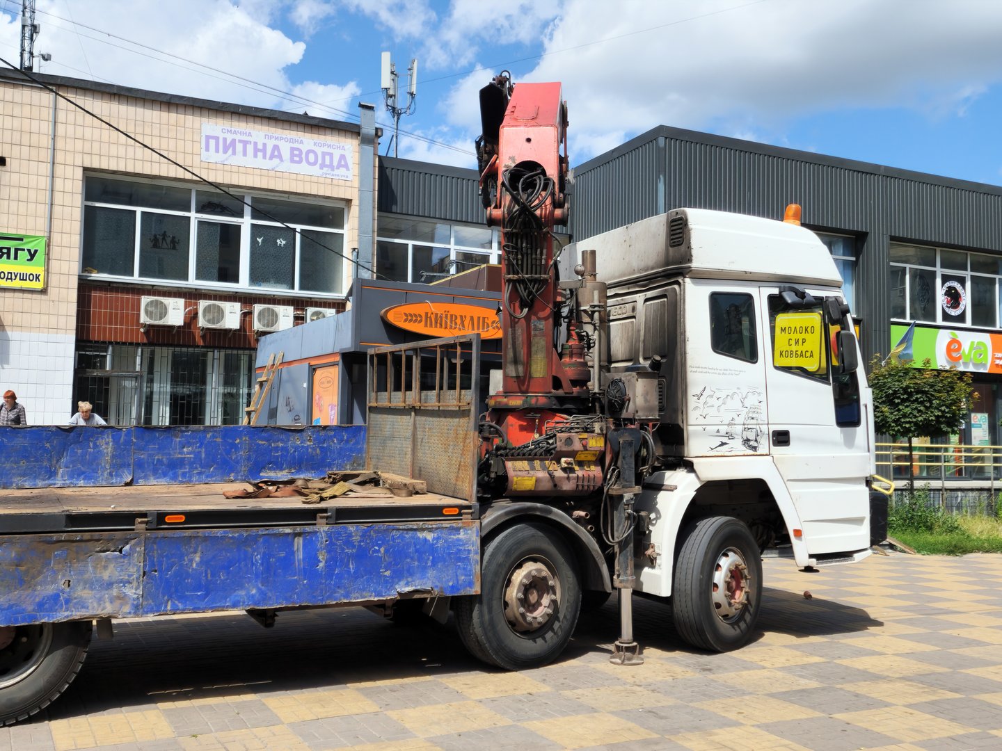 Kyiv, Ukraine - June 30 2025: mobile crane truck on street