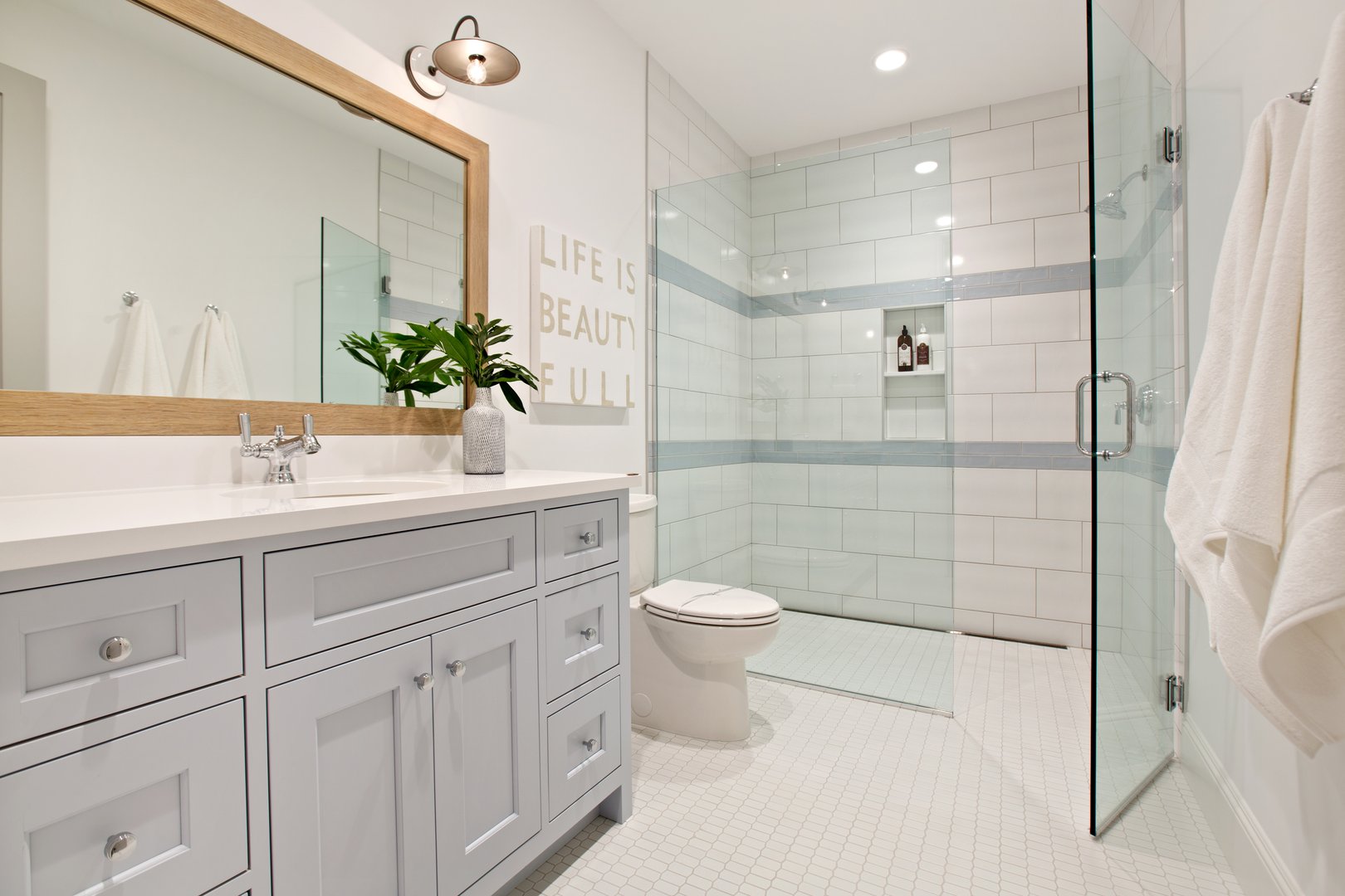 Sleek design in well planned bathroom