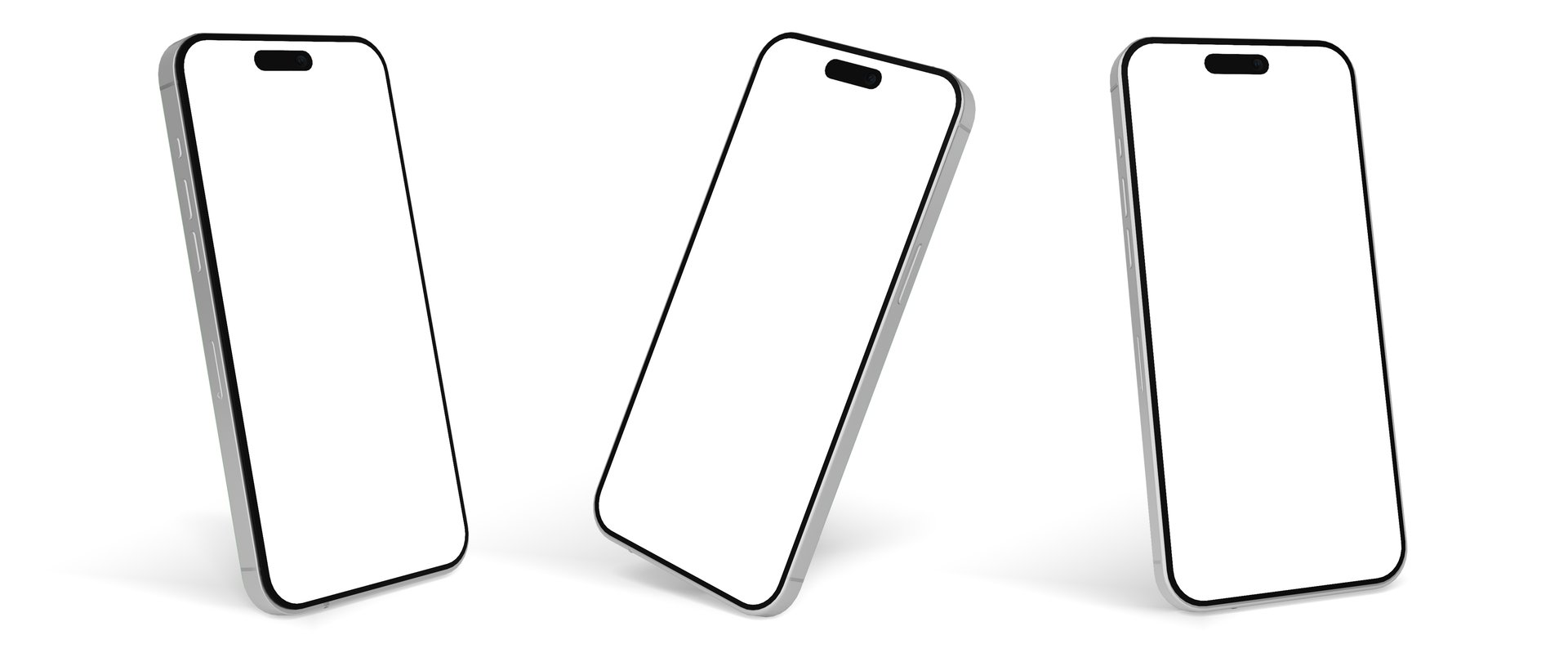 3D ultra realistic render illustration high quality smartphone mockup with isolated background. Smart phone mockup collection. Device front view. 3D mobile phone with shadow on white background.