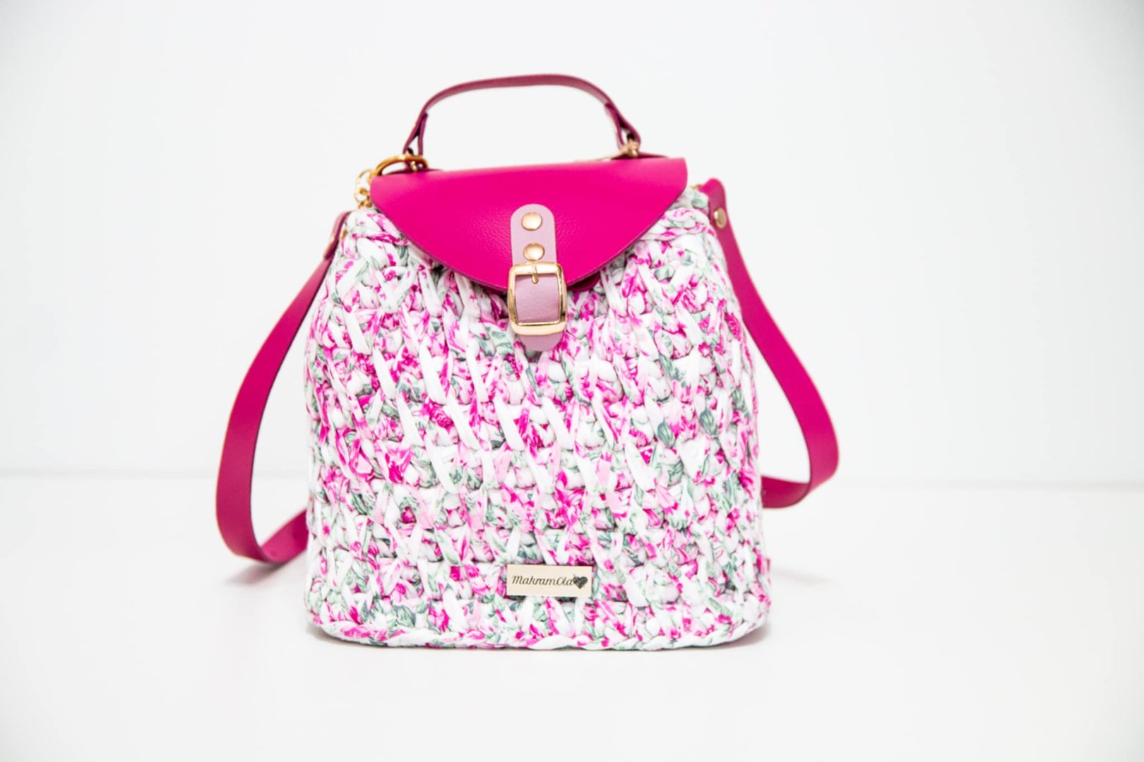 Plecak Różowy z kwiatowym akcentem