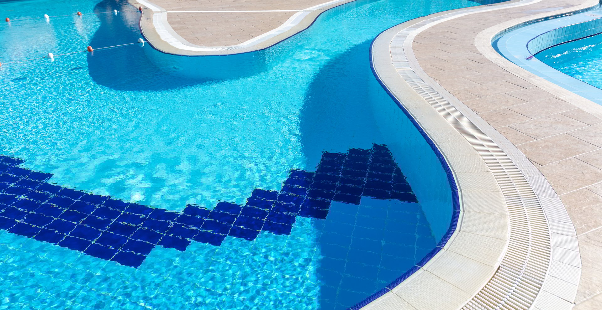 Details with blue water in the pool as a background.