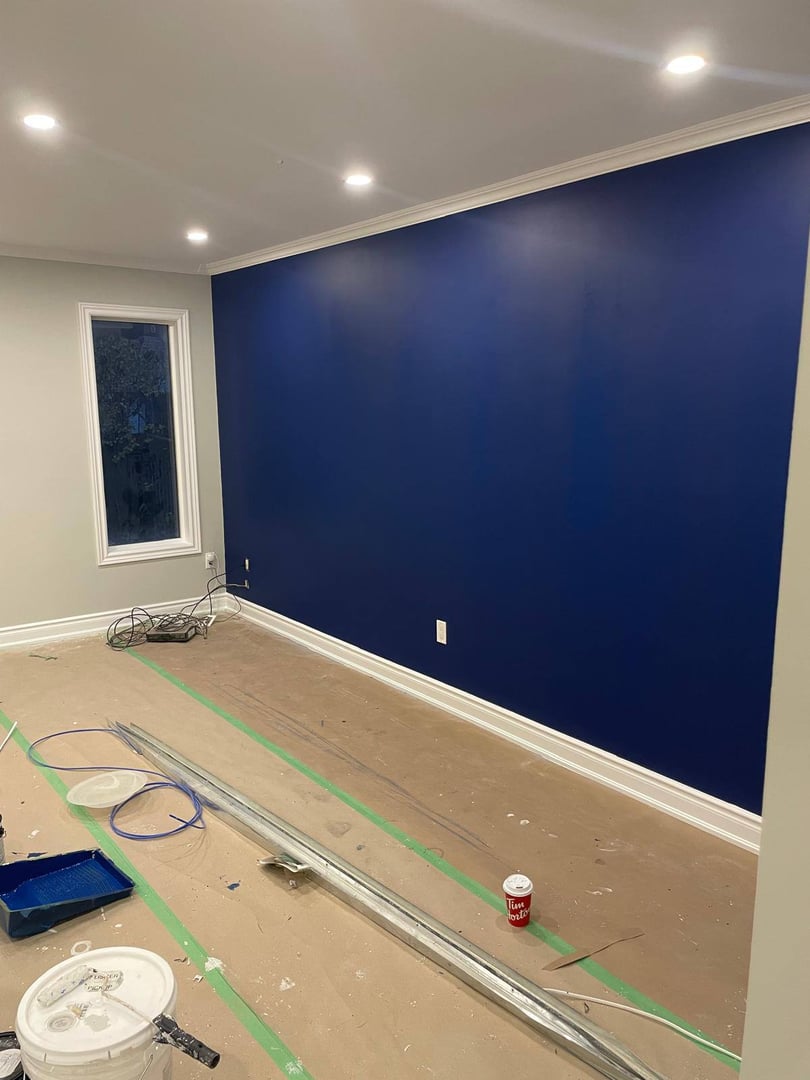 Detailed trim work and staircase painting