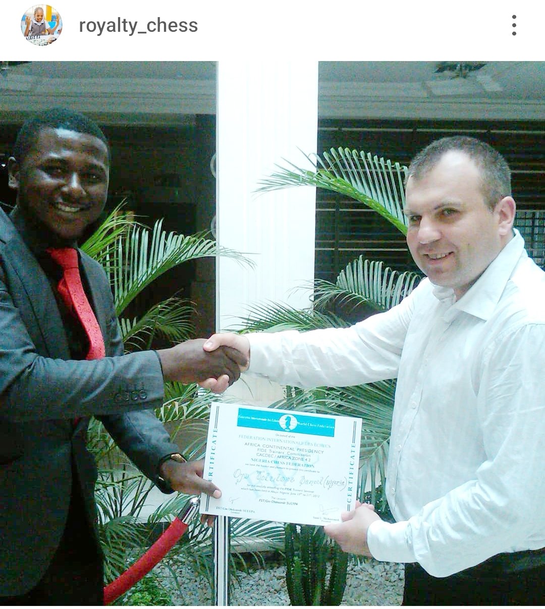 Certified by the world chess federation in 2012