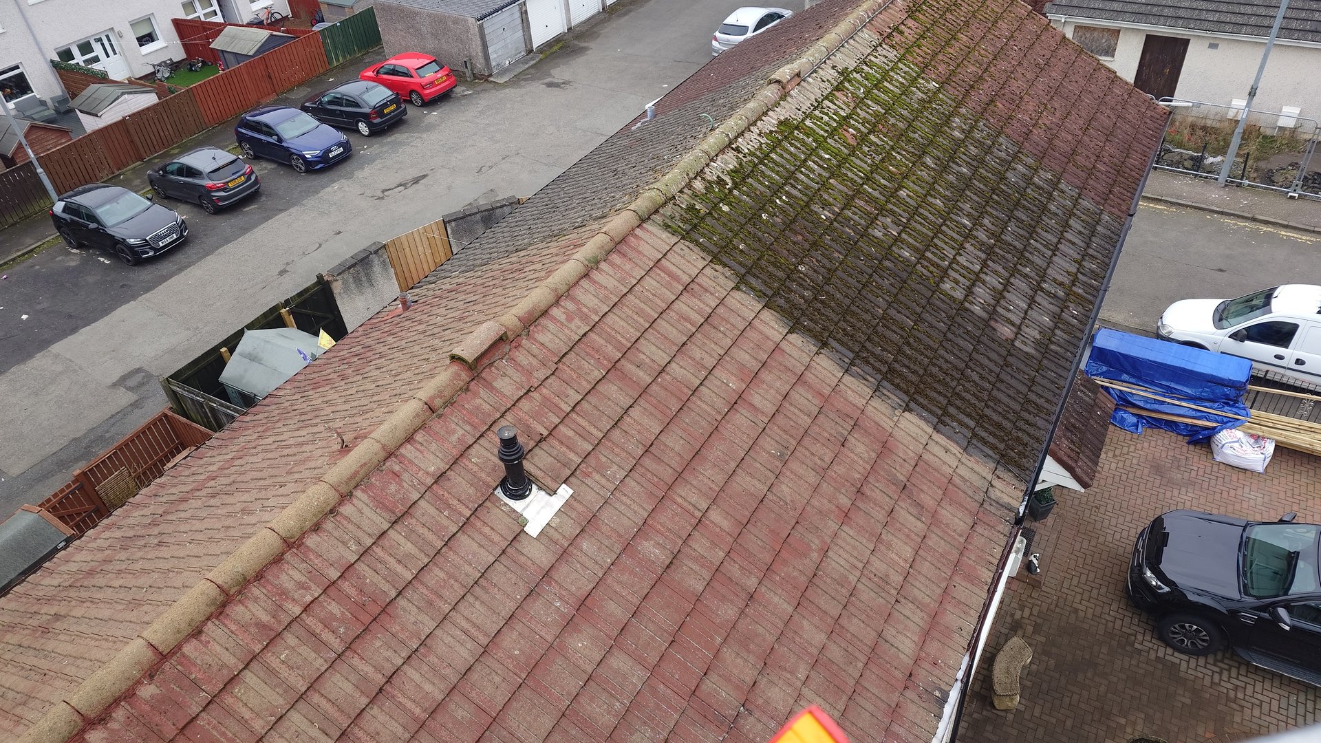 Moss removal, low pressure roof cleaning