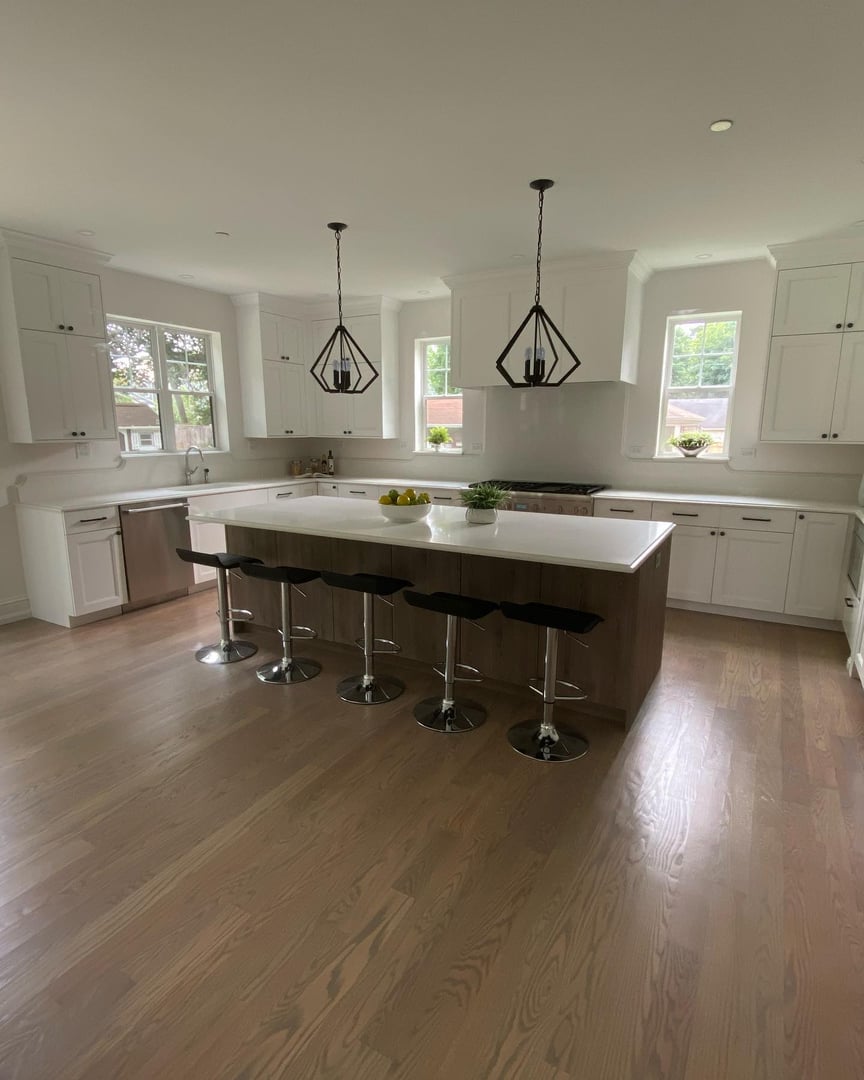 Worker Installing Interlocking laminate floor, home renovation.