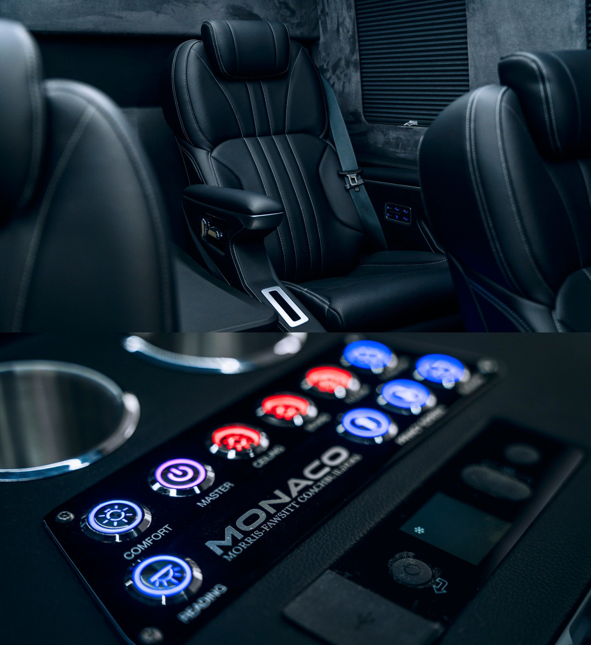 Luxury vehicle interior with premium seating and dashboard