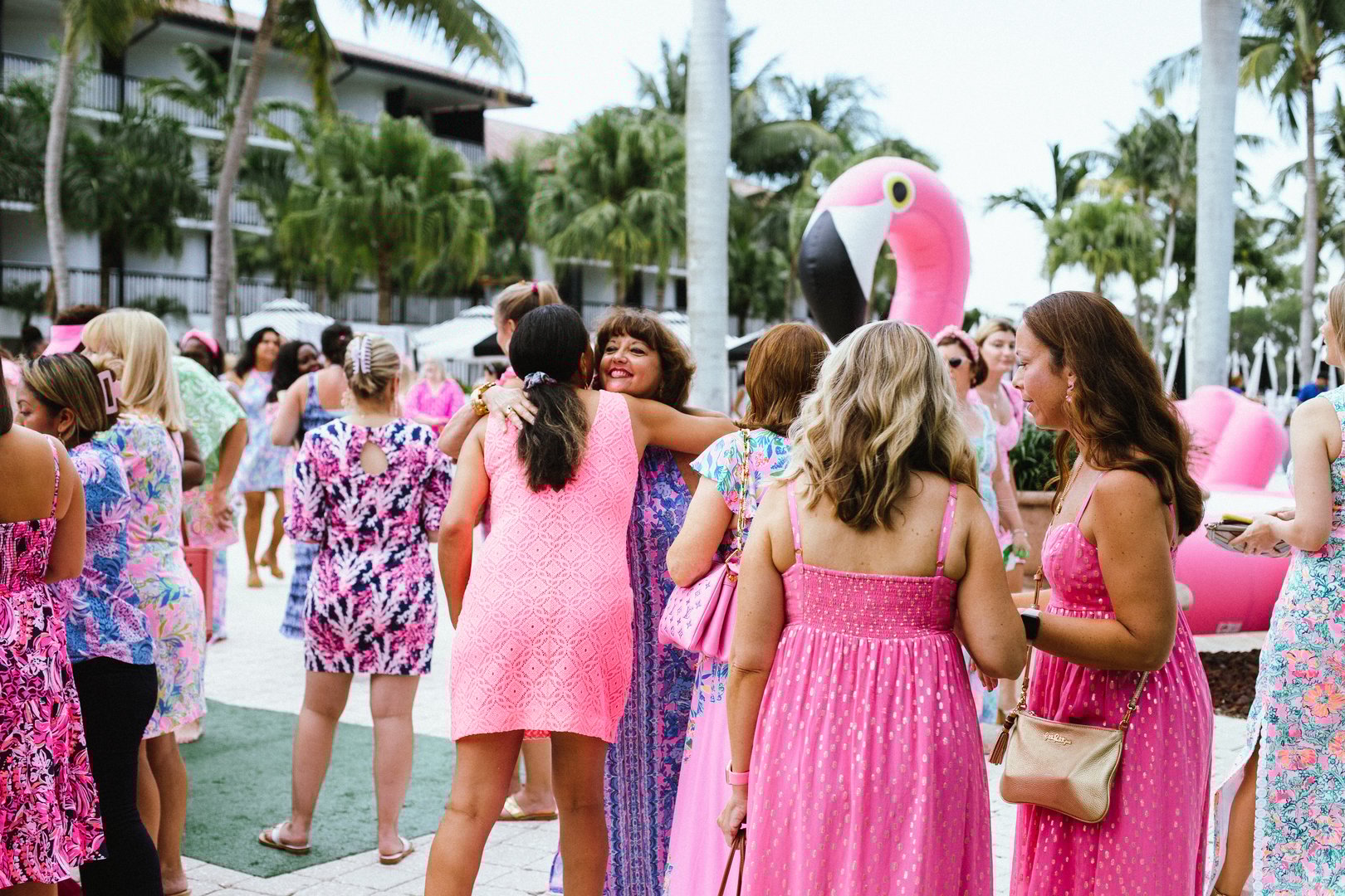 Business professionals networking at social event