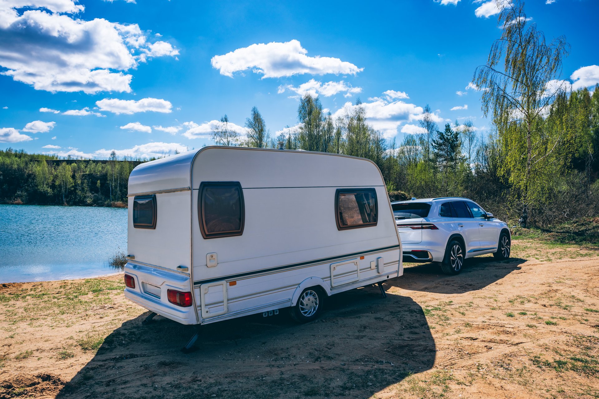 Caravan by the lake